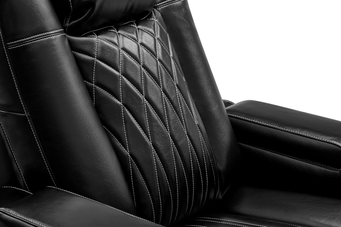 Valencia Tuscany Executive Premier Home Theater Seating with Heat & Massage, Top Grain Italian Nappa 11000 Leather Power Recliner Chair with Headrest & Lumbar Support (Row of 3 Loveseat Right, Black)