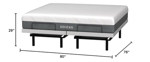 Sven & Son Platinum Adjustable Bed Base Frame + 14 inch Hybrid Spring Matt (Medium Soft), Lumbar Support, Head-Pillow-Tilt, Massage, Under-Bed Lights, USB - King