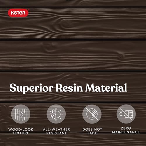 Keter 150 Gallon Resin Large Deck Box Organization and Storage Box for Patio, Outdoor Cushions, Garden Tools, Brown
