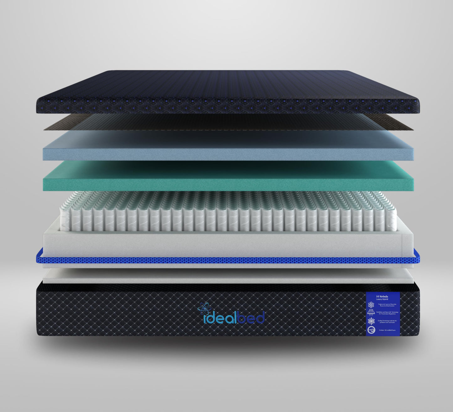 iDealBed S4 Nebula Luxury Hybrid Mattress + 7i Custom Adjustable Bed Sleep System, Comfort, Cooling & Support, Silent Performance, Lumbar Support, Pillow Tilt (Medium Firm, Split California King)