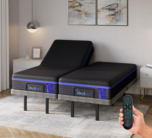 iDealBed S4 Nebula Luxury Hybrid Mattress + 7i Custom Adjustable Bed Sleep System, Comfort, Cooling & Support, Silent Performance, Lumbar Support, Pillow Tilt (Medium Firm, Split California King)